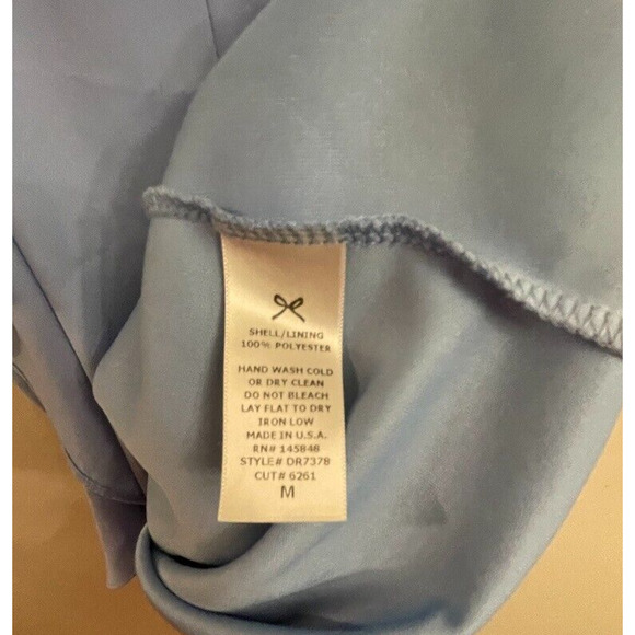 Everly Light Blue Ruffle A Line Dress Soft Back Keyhole Sleeveless Short Medium - Picture 4 of 7